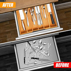 Bellsal Silverware Organizer Kitchen Drawer Organizer Expandable Bamboo Utensil Holder Cutlery Tray for Kitchen Utensil and F