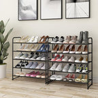 Simple Trending 5-Tier Stackable Shoe Rack, Expandable & Adjustable Shoe Organizer Storage Shelf, Wire Grid, Black
