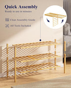 Kitsure Bamboo Wooden Shoe Rack for Closet - Stackable Shoe Organizer with Modular Structure, Space-Saving Shoe Shelf for Ent