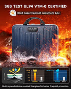 DOZAWA Fireproof Document Box, Hard Case Document Organizer with Lock, 13 Pockets Accordion File Folder with Reflective Strip