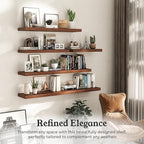 Floating Shelves for Wall, 7.9" Deep Wall Mounted Wood Shelves for Bathroom, Bedroom, Living Room, Kitchen, Hanging Shelf for