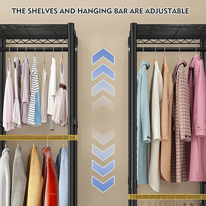 Raybee 90.6" W Extra-Large Clothes Rack with Cover, Freestanding Clothing Racks for Hanging Clothes, Heavy Duty Closet Organi