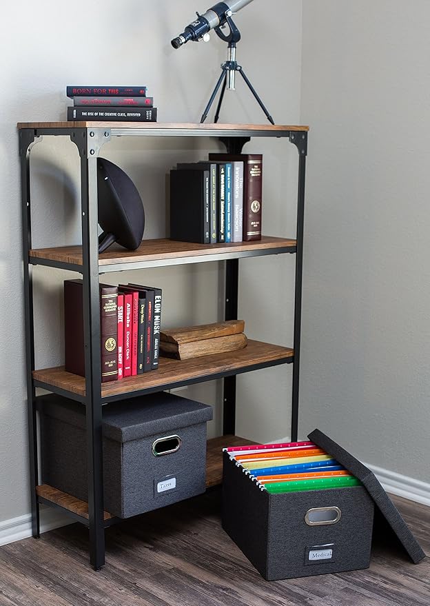 Internet's Best Collapsible File Storage Organizer with Lid - Decorative Linen Filing & Storage Office Box – Hanging Letter/L
