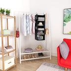 MAX Houser 5-Shelf Hanging Closet Organizer,Space Saver, Cloth Hanging Shelves with 4 Side Pockets,Foldable, Black