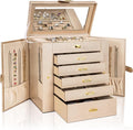 AKOZLIN Huge Jewelry Box Organizer Functional Extra Large Leather Jewelry Storage Case for Women Girls Ring Necklace Earring 
