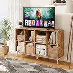 Flrrtenv 8-Cube Bookshelf 2 Tier Retro Bookcase with Legs, 11in Shelf Opening, 47" Wood Bookshelves Storage Organizer Shelf, 