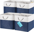 OrganiHaus 13x13 Cube Storage Bins 4 Pack, Foldable Cube Storage Organizer w/ Rope Handles, Collapsible Fabric Bins for Toys,