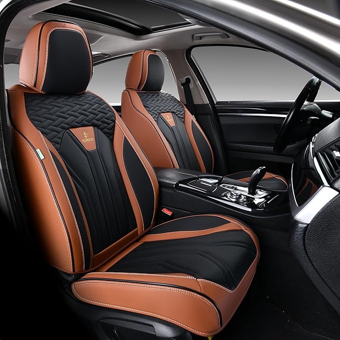 FLORICH Seat Covers for Cars, Waterproof Seat Covers, Leather Car Seat Covers 2 Pack, Universal Seat Cushion Protector for Mo