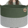 INDRESSME 115L Extra Large Cotton Rope Blanket Basket, Home Decor Laundry Storage Basket for Organizing Bedroom, Living Room,