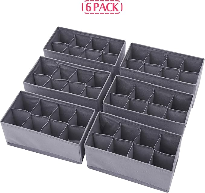 DIOMMELL 6 Pack Foldable Cloth Storage Box Closet Dresser Drawer Organizer Fabric Baskets Bins Containers Divider for Clothes