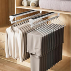 Pull Out Closet Rod, 15.7inch Heavy Duty Pants Rack, Adjustable Clothes Hanger Rail, Space Aluminum Valet Rod, Top Mounted Wa