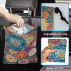 Car Trash Bag Hanging Blooming Flowers Car Trash Can Waterproof Garbage Bag Hanging for Car Back Seat