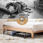 Yecaye Under Bed Storage with Wheels, 2 Pack Under Bed Shoe Storage Organizer Drawer, Tool-free Assembly Metal Underbed Stora