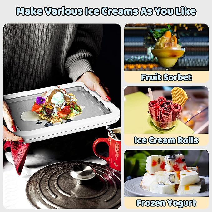 Instant Ice Cream Maker Ideal for Making Soft Serve Ice Cream Slushies Frozen Yogurt Sorbet Gelato Rolled Ice Cream