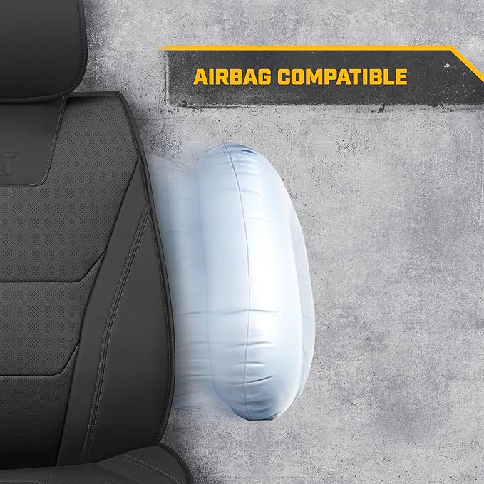 Cat® Edge Deluxe Car Seat Covers for Front Seats - Premium Black Faux Leather Seat Covers for Cars with Universal Fit, Rugged