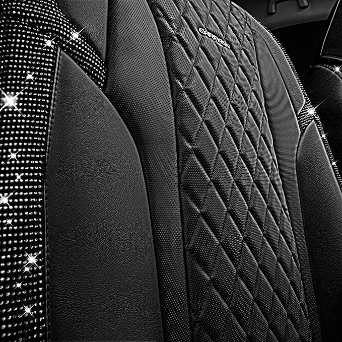 CAR Pass Bling Car Seat Covers, Microfiber Nappa Leather Luxury Cushioned, Waterproof Heavy-Duty Anti-Slip Universal Fit for 