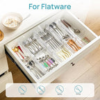 Vtopmart 2.36” Drawer Dividers with Expandable Inserts, 12.8"-22.3" Adjustable Kitchen Drawer Organizer, Clear Plastic Organi