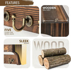 Rebee Vision Pine Wood Key Holder Wall Mount - Multifunctional Key Holder for Wall with Hooks and Shelf for Mail, and Hats - 