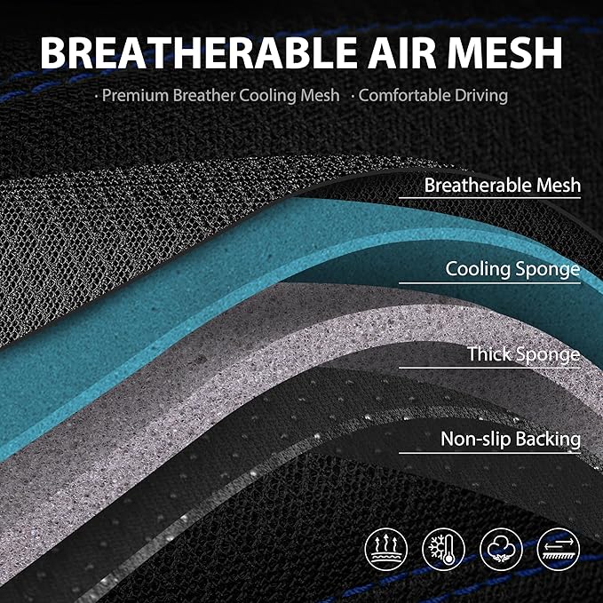 CAR PASS Comfortable 3D Foam Mesh Leather Car Seat Covers Front, Air Cool Mesh Breathable Front Seat Covers for Car, Universa