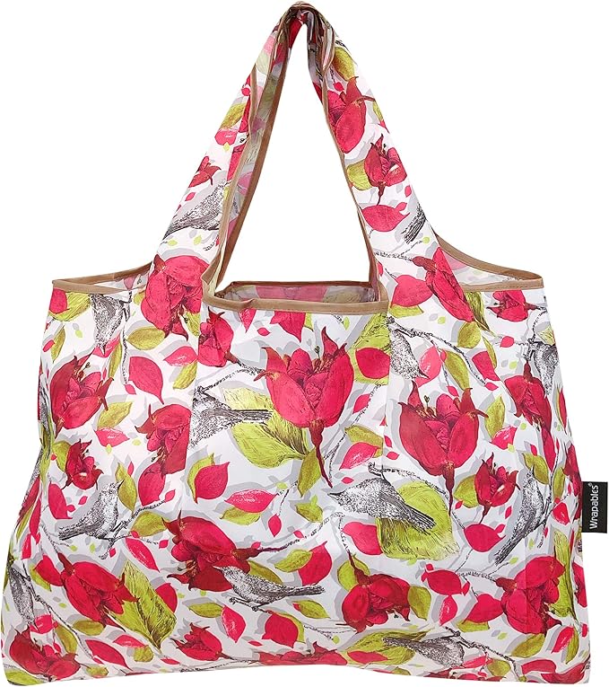 allydrew Large Foldable Tote Nylon Reusable Grocery Bags, 5 Pack