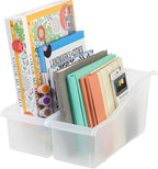 IRIS USA Plastic Book Bin Magazine Holder, 8-Pack, Vertical Standing Connecting Container Box for Office Dorm Study Homework 