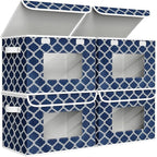 Univivi Fabric Foldable Storage Boxes [4-Pack] Large Collapsible Stackable Storage Bins with Lids, Closet Organizers and Stor