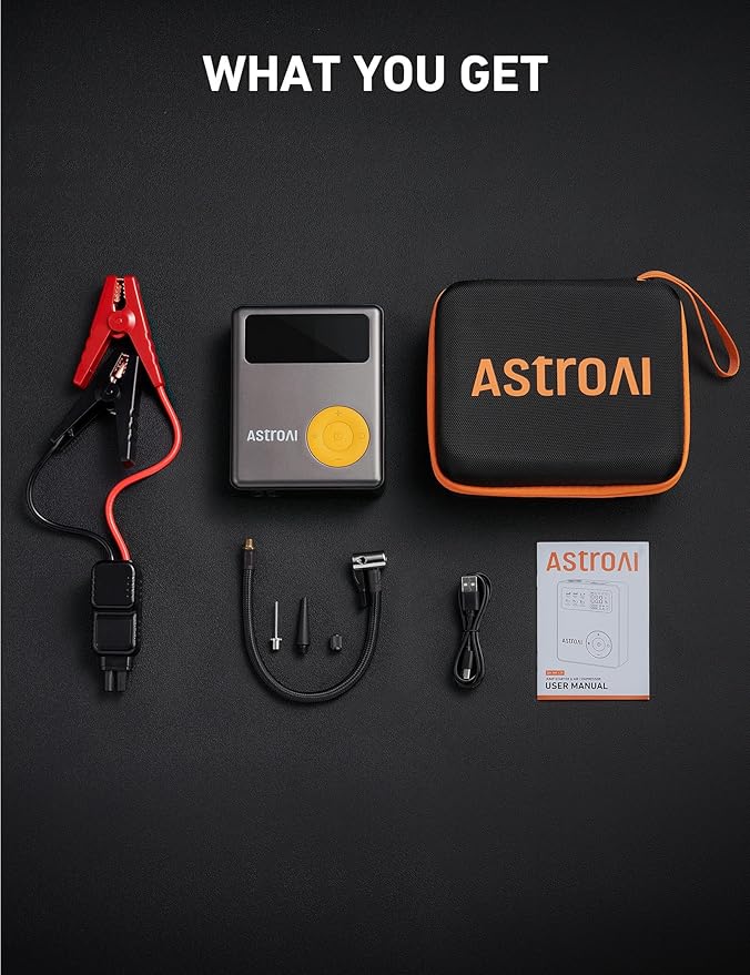 AstroAI Portable Car Jump Starter with Air Compressor, 150PSI 1750A Car Jumper Starter Battery Pack with Cordless Tire