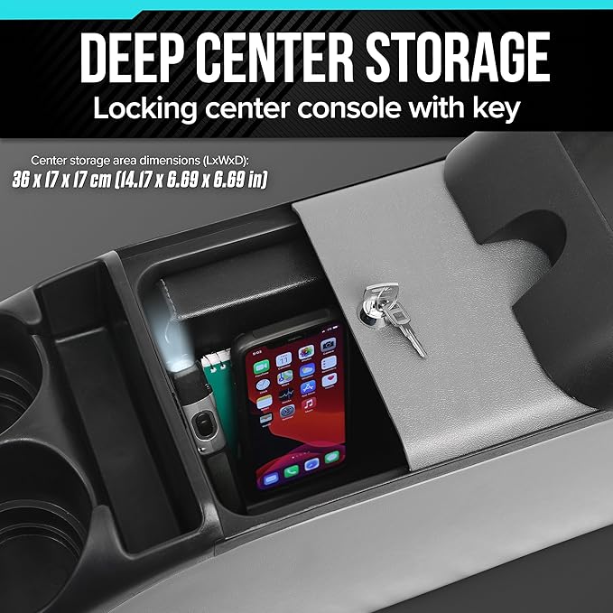 Center Console for Minivans, SUVs, Middle Van Console, Extra Cup Holders, Large Storage, Made in USA (Gray)
