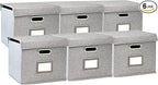 Letter Size File Organizer Box with Lid – Durable Oxford Fabric Document Storage Box, Sturdy Cardboard Support, Portable Offi