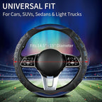 PU Leather Steering Wheel Cover 14.5-15 Inch, Carbon Fiber Style Grip, Non-Slip & Breathable, Universal for Sedan SUV Truck V