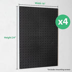 WallPeg Pegboard Kit - 4 Each 24"x16" Peg Board Panels - Made in USA - Mounted Size is 64" x 24" Pegboards Wall Organizer for