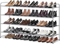 MISSLO 4 Tier Long Shoe Organizer for Closet Shoe Rack for Bedroom Closet Floor Shoe Shelf for Entryway Storage Stackable Wid