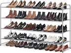 MISSLO 4 Tier Long Shoe Organizer for Closet Shoe Rack for Bedroom Closet Floor Shoe Shelf for Entryway Storage Stackable Wid