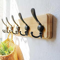 Dseap Coat Rack Wall Mount - Heavy-Duty Robust Rustic Wooden Wall Coat Hanger Hook Rail with 5 Triple Hooks for Winter Jacket