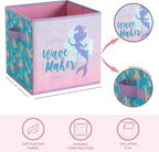 Disney Little Mermaid Storage Cubes,Set of 2 Spacious Collapsible Bins with Handles, Kids Toy Organizer for Bedroom & Playroo
