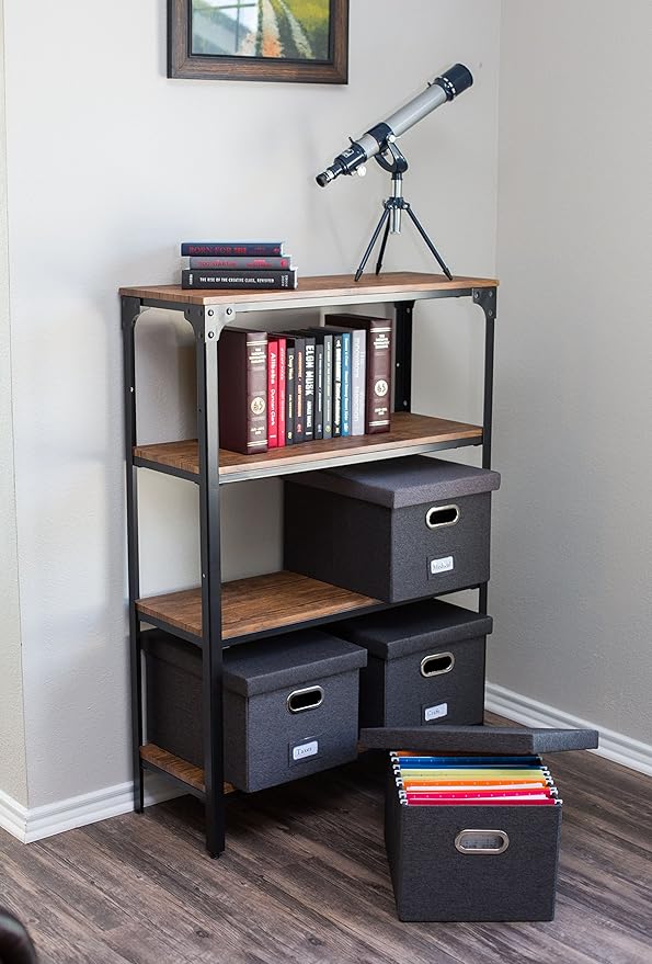 Internet's Best Collapsible File Storage Organizer with Lid - Decorative Linen Filing & Storage Office Box – Hanging Letter/L