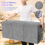 Mabahoo Extra Large Toy Box Chest with Lids, Collapsible Sturdy Kids Toy Storage Organizer Boxes for Boys Girls, 40"x14"x16",