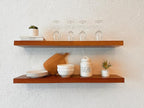 IEO Long Wooden Floating Shelves for Room Wall, Natural Wood Floating Shelves Wall Mounted Kitchen Shelf for Living Room, Bed