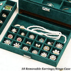 QBestry Jewelry Box for Women with Drawer, 3-Layer Large Jewelry Organizer with Lock & Key, 8 Necklace Hooks & 56 Earring Hol