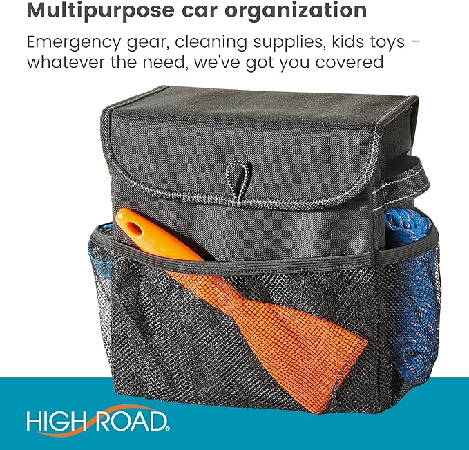 High Road Carganizer Car Storage Organizer with Lid - Multipurpose Small Car Storage Box, Back or Front Seat Organizer, Auto