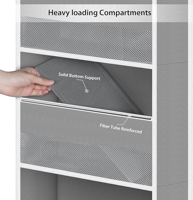 Univivi 6-Shelf Over Door Hanging Organizer Fabric Baby Door Storage with 5 Large Pockets and 3 Small PVC Pockets Wall Mount 