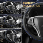 Steering Wheel Cover,Anti-Slip, Safety,Soft,Breathable,Heavy Duty,Thick,Full Surround, Sports Style,Universal Car Accessories