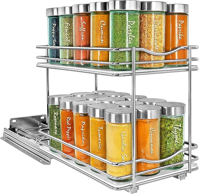 LYNK PROFESSIONAL® Pull Out Spice Organization for Cabinets - 6-3/8 inch Wide – Spice Rack for Inside Cabinets, Slide Out Spi