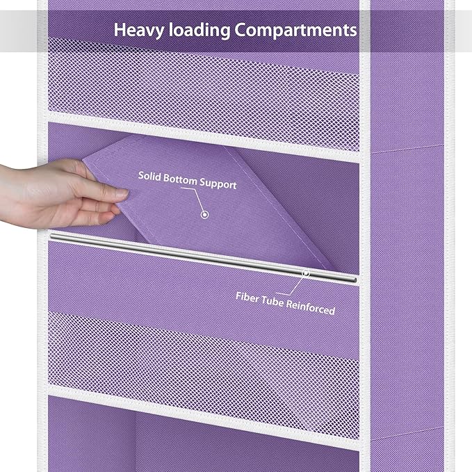 Univivi 6-Shelf Over Door Hanging Organizer Fabric Baby Door Storage with 5 Large Pockets and 3 Small PVC Pockets Wall Mount 