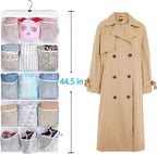 MISSLO 30 Large Pockets Dual Sided Hanging Baby Shoe Organizer for Closet with Rotating Hanger Hanging Shoe Shelves, White