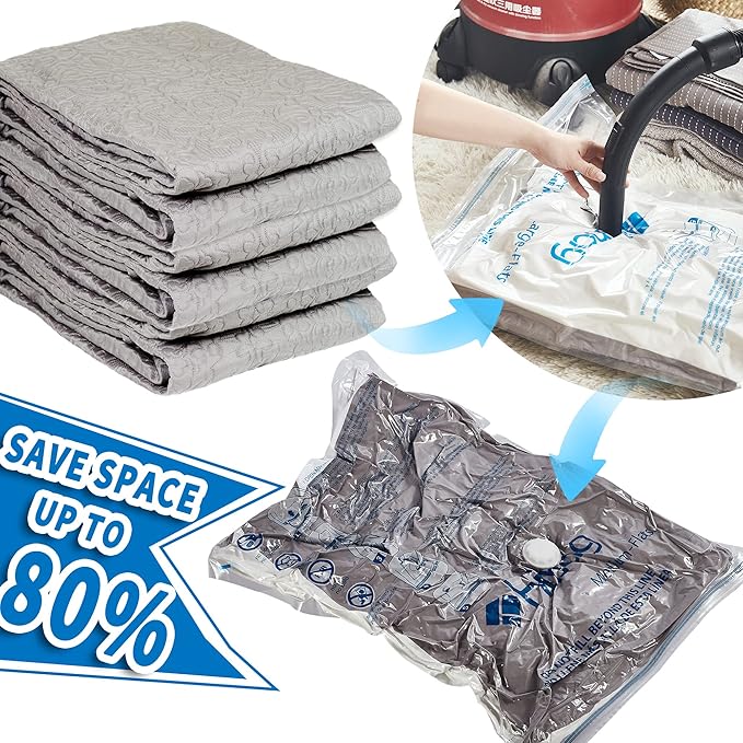 Vacuum Storage Bags, Space Saver Vacuum Seal Storage Bags 20-Pack Sealer Bags for Clothes, Clothing, Bedding, Comforter, Blan
