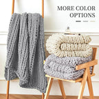 Admitrack Chunky Knit Blanket Throw, 100% Hand Knit Chenille Throw Blanket for Sofa & Home Decor, Soft and Cozy Knitted Throw