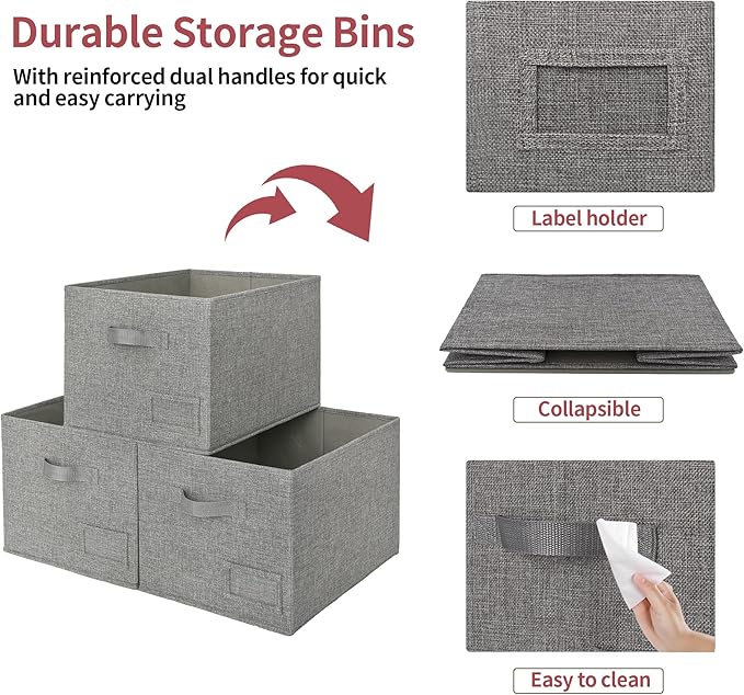 GRANNY SAYS Closet Organizers and Storage, Fabric Storage bins with Label Holder, Shelf Baskets for Organizing Bedroom, Decor