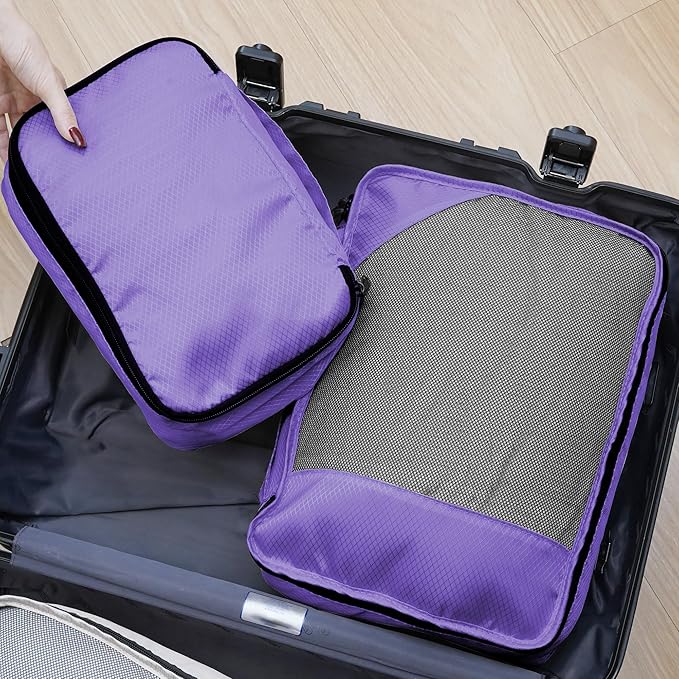 Toncoke 8-Piece Packing Cubes for Travel, Mesh Luggage Organizers with Shoe Bag, Toiletry Bag, Laundry Pouches, 4 Sizes (XL/L