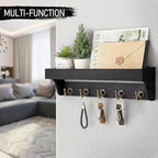 Rebee Vision Key Holder for Wall with Shelf : Decorative Key Organizer with 5 Rustic Keys Hooks and Primitive Wood Mail Organ